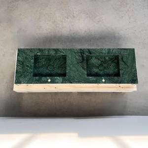 Lavabo de salle de bain en pierre naturelle, double vasque en marbre vert, artisanal, durable et luxueux - Product Image 4