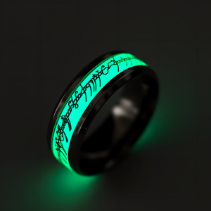 Anillo Unisex de Acero Inoxidable Fluorescente Brillante Inspirado en El <span class=keywords><strong>Señor</strong></span> de los <span class=keywords><strong>Anillos</strong></span>, con Letras y Texto para Conciertos - Product Image 1
