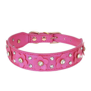 <span class=keywords><strong>Collar</strong></span> de Perro Personalizado con Flores de Estrás, Ajustable, con Dibujos Animados, Múltiples Opciones de Color, Cuero PU Duradero, Moda para Mascotas - Product Image 2