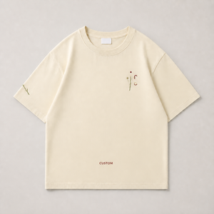T-shirt Boxy Personalizzata con Spalle Cadenti, Stampa Originale Meadow Syntax e Ricamo Metallico - Product Image 2