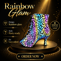 Nouvelles Bottes Jazz Lumineuses à Talons Hauts et Design Montant, Fermeture à Lacets, Chaussures de Danse Bachata à Semelle Souple