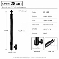 Bras flexible en métal Prime Focus 11''/28 cm avec filetage 1/4'' pour éclairages vidéo LED, flash annulaire et accessoires de photographie