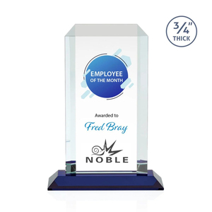Cao quý trong suốt pha lê hình chữ nhật trophies với màu xanh căn cứ cho nhân viên công nhận hàng tháng giải thưởng quà lưu niệm - Product Image 3