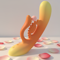 Nouveauté, vente chaude : Vibrateur féminin tout-en-un en caoutchouc, trois moteurs, 10 fréquences de vibration, entièrement recouvert, puissance magnétique