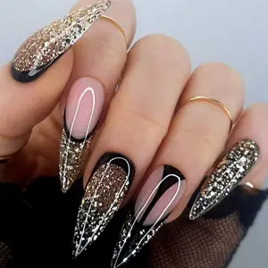 Zwarte Kist Privat Nagel Wimpers Glanzen Valse Vierkante Verkoper Nagel Sticker Kawaii Pers Op Nagels Luxe