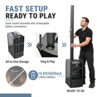 Système de sonorisation colonne active portable tout-en-un professionnel rechargeable Accuracy Pro Audio E810 avec DSP