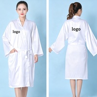 Peignoir de luxe en fausse fibre acétate résistant à l'eau, noir, avec logo personnalisé, pour coiffeur, esthéticienne, SPA, salon, client, kimono, barbier, robe de bain