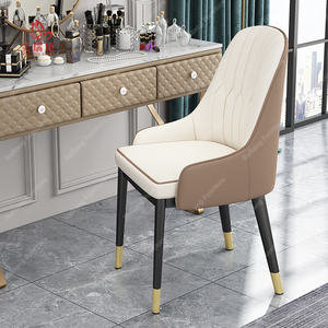 थोक सुरुचिपूर्ण डिजाइन डबल रंग चमड़े की कुर्सी इनडोर रेस्तरां की कुर्सियां धातु पैर के साथ पु चमड़े की कुर्सी - Product Image 5