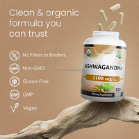 Capsule d'Ashwagandha à base de plantes naturelles 2100MG par portion Complément nutritionnel quotidien à base de plantes