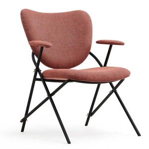 Mediados del siglo Moderno marco de metal rojo tela Oficina hotel ocio Silla <span class=keywords><strong>barcelona</strong></span> con reposabrazos cojín - Product Image 1