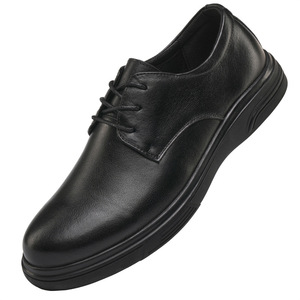 Zapatos Oxford de Cuero Negro con Punta Redonda y Cordones, Aumentan la Estatura, para Oficina y Carrera Profesional, para Todas las Temporadas, Suela de Goma, Cuero Genuino - Product Image 4