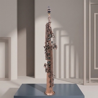 Bb Straight Soprano Saxophone Lacquered Finish Professional Woodwind Brass Musical Instrument Adjustable