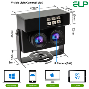 Elp <span class=keywords><strong>IR</strong></span> Ngày Tầm Nhìn Ban Đêm 2MP 1080P Stereo <span class=keywords><strong>Webcam</strong></span> Ống Kính Kép Công Nghiệp USB Stereo Máy Ảnh Với Trường Hợp Cho Sinh Trắc Học võng mạc Phân Tích - Product Image 5