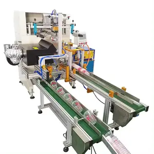Máquina automática de impressão de tela de copo de papel PET PP para copo de café e água de plástico, carregamento automático completo
