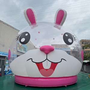 Nouvelle Tente <span class=keywords><strong>D</strong></span>ôme Gonflable Commerciale en PVC pour Aire de Jeux Extérieure, Forme Lapin Rose, Maison <span class=keywords><strong>Bulle</strong></span> avec Trampoline - Product Image 1