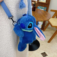 Tas Selempang Boneka Stitch Lucu, Tas Bahu Hewan Boneka Lembut, Tas Selempang Boneka Berbulu Desain Peluk untuk Hadiah Anak Perempuan