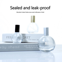 Emballage de luxe personnalisé, flacon de parfum rond en verre transparent, 30 ml, 50 ml, 100 ml, bouchons à vis, compte-gouttes, gravure disponible