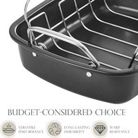 Grille de cuisson antiadhésive en acier inoxydable pour dinde, 17x14 pouces, grande taille, pour poulet, barbecue, four à charbon, poignées larges, robuste et facile à utiliser