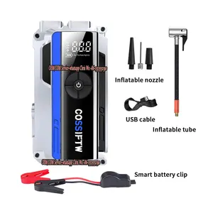 Car Jump Starter Air Pump Power Bank Lighting Portable Air Compressor 4 In 1 Cars Battery Starters Starting Auto Tyre Inflator