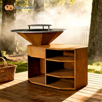 Foyer en acier corten avec barbecue Barbecue Grill Outdoor Fire Pit Cooking BBQ Charcoal Grill