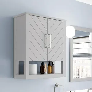 GODI American Gray Artificial Stone Cabinet Free Standing Solid Wood Bathroom Vanities With Mirror