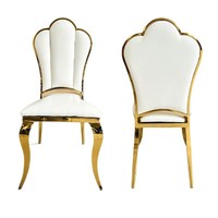 Chaises de salle à manger de luxe au design industriel avec cadre métallique électroplaqué et coussin en cuir, chaise de banquet