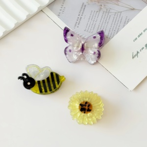 Mini pinces à <span class=keywords><strong>cheveux</strong></span> en acrylique de haute qualité pour femmes et filles, motifs tournesol, abeille, papillon, pour queue de cheval, <span class=keywords><strong>frange</strong></span> et coiffure quotidienne tendance - Product Image 2