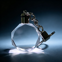Blanko Achteckiger K9 Kristall LED-Schlüsselanhänger, Personalisierter Foto-Logo-Autoanhänger Schlüsselring für Werbegeschenke