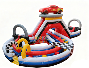 Parcours d'obstacles géant sur le thème des circuits de <span class=keywords><strong>course</strong></span>, parcours de <span class=keywords><strong>course</strong></span> automobile gonflable en PVC pour enfants, toboggan et château gonflable JOYRISE - Product Image 5