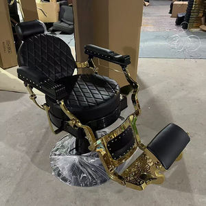 Mobilier moderne de <span class=keywords><strong>salon</strong></span> de coiffure Chaise de rasage en or noir Classiques de luxe Chaise de barbier de coiffure à rotation robuste - Product Image 6