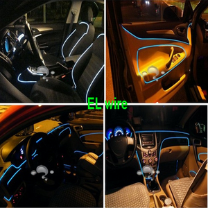 Découpable plat <span class=keywords><strong>EL</strong></span> fil lumière froide voiture 12v Auto accessoires flexible néon lueur led décoration intérieure - Product Image 6