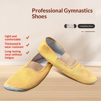 Chaussons de danse souples en cuir de vachette pour adultes et enfants - Semelles épaissies pour gymnastique, danse, acrobaties, yoga et entraînement de posture