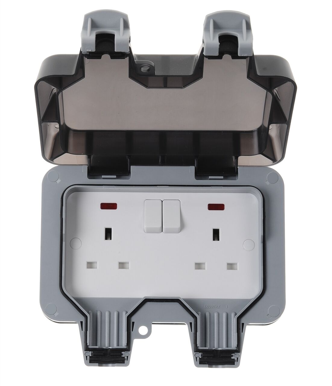 Weather Proof IP66กลางแจ้ง13A 2 Gang Switched 3 Pin UK Plug Mains Socket อังกฤษ