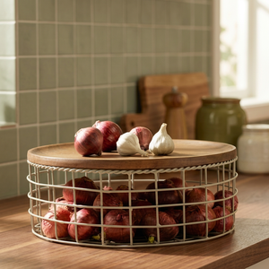 Storage <b>Basket</b> With Wooden Lid Kitchen Food Container Minimalist Design - Product Image 5