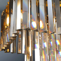 Lustre rectangulaire créatif de style designer de luxe en cristal, luminaire suspendu en laiton pour villa, salon, hall d'hôtel