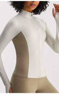 New Winter Design Waist Panel Color Contrast Non Slip Zipper Fitness Anti <strong>Pilling</strong> High Elastic <strong>Jacket</strong> for Women - Product Image 6