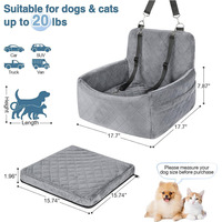 Siège d'auto de voyage pour chiots entièrement amovible avec fond antidérapant Lit d'auto surélevé pour chiens Siège d'appoint en mousse à mémoire de forme pour chiens