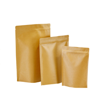 Sachet en papier kraft auto-scellant avec fermeture éclair, personnalisé, de qualité alimentaire, pour épices, café, thé, couleur naturelle, à fond stable