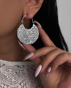 Moon textured circular <b>brass</b> hoop earring, rounded statement vintage bohemian women earring <b>jewellery</b>. - Product Image 2