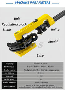 Máquina dobladora de tubos manual Máquina laminadora de tubos de aluminio de acero inoxidable de cobre de hierro doblado de 10 -25mm en forma de U de 180 grados - Product Image 5
