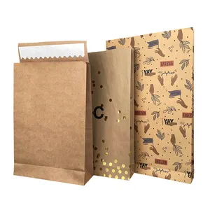 Роскошные брендовые персонализированные стоячие подарки на день рождения пакет из крафт-бумаги без ручки