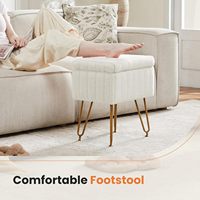 Tabouret de coiffeuse avec rangement, pouf moelleux, 4 pieds en métal avec pieds antidérapants, siège rembourré en fourrure pour maquillage et chambre à coucher