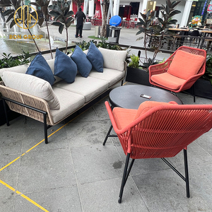 Restaurante al aire libre mesa cuadrada de mármol personalizado de altura media Silla de ratán muebles de asiento para café comercial <span class=keywords><strong>Bar</strong></span> uso - Product Image 5