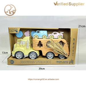 Camion porteur de jouets unisexe pour bambins <span class=keywords><strong>remorque</strong></span> acousto-optique <span class=keywords><strong>avec</strong></span> rangement petites voitures camion de paille de blé jouet <span class=keywords><strong>jeu</strong></span> d'association - Product Image 6