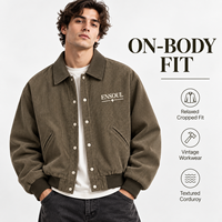 Blousons Bomber Rétro Personnalisés en Velours Côtelé pour Hommes – Fabricant de Vêtements – Coupe Décontractée, Logo Imprimé, Boutons-Pression, Chauds, Style Urbain, 100% Coton