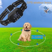 YHpet Wiederaufladbares, umweltfreundliches Hunde-Eingrenzungssystem aus Kunststoff mit Schock-/Vibrations-/Ton-Halsband für das Hundetraining mit GPS