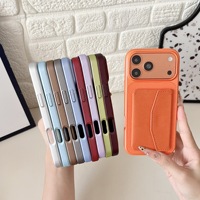 Casing HP iPhone 18 17 16 15 14 13 12 Pro Max Anti-Shock Matte Anti-Slip PU dengan Slot Kartu Fungsi Dompet