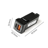 Pengisi daya mobil PD60W soket mobil QC3.0, adaptor pengisi daya Cepat Voltmeter tipe C, tampilan Led USB untuk Toyota (22*22 MM)
