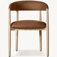 Fauteuil de salle à manger Rhoohill personnalisé, style moderne américain, en bois massif, chêne blanc avec tissu en lin, chaises de restaurant
