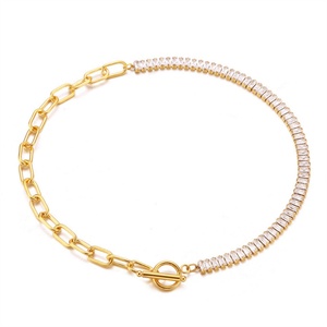 New Fashionable Jewelry Set High-quality Zircon Gold Plated <b>Titanium</b> Steel <b>Chain</b> Women's Necklace - Product Image 6